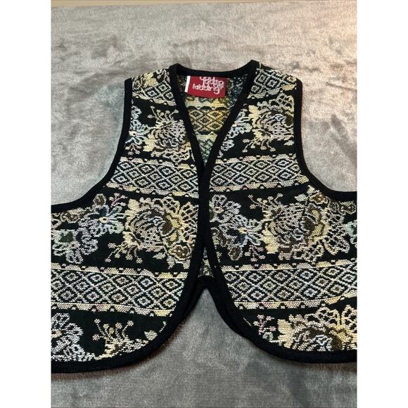 Vintage Western Tapestry Vest Women's Sz M Woven Pattern Folk Boho Earthy - Picture 2 of 8
